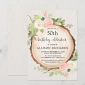 Invitation Bois rustique femmes fête d'anniversaire adulte n' (Devant / Derrière)