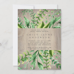 Invitation Bois rustique Fête des mariées verte moderne