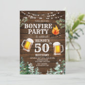 Invitation Bois rustique Feu de feu Bière Adulte Anniversaire (Debout devant)