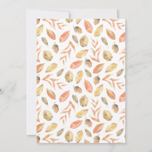 Invitation Bois rustique & Feuille Script Thanksgiving Dîner (Dos)