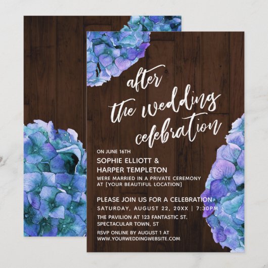 Invitation Bois Rustique & Fleurs Après la Fête de Mariage (Devant / Derrière)