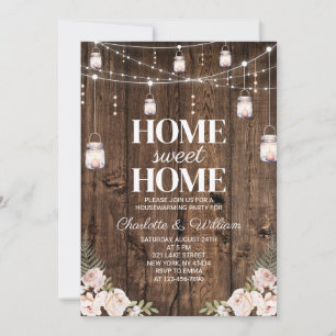 Invitation Bois Rustique Fleurs Blush Maison Douce Maison