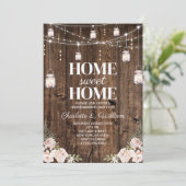 Invitation Bois Rustique Fleurs Blush Maison Douce Maison (Debout devant)