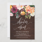 Invitation Bois rustique Fleurs d'automne Baby shower d'autom (Devant)
