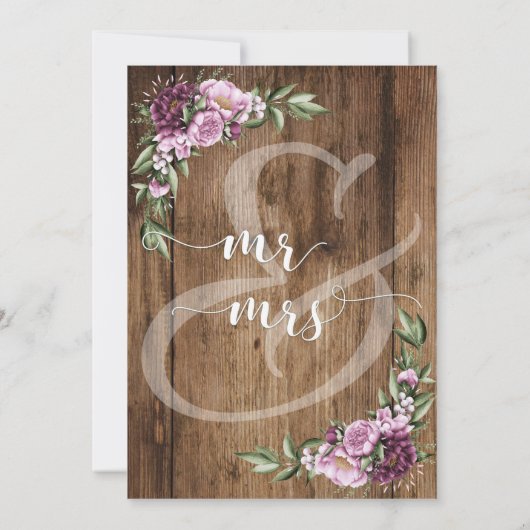 Invitation Bois rustique & Fleurs Nous nous sommes mariés en (Dos)