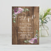 Invitation Bois Rustique & Fleurs Réception uniquement pour p (Debout devant)