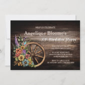 Invitation Bois rustique Floral 70e anniversaire (Devant)