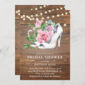 Invitation Bois rustique Floral Chaîne Lumières Fête des mari (Devant / Derrière)