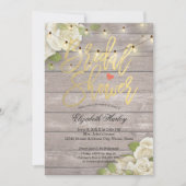 Invitation Bois rustique Floral Chaîne Lumières Fête des mari (Devant)