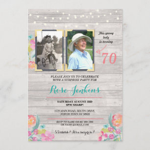 Invitation Bois rustique floral de fête d'anniversaire de
