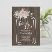 Invitation Bois rustique floral mason script pot douche nupti (Debout devant)