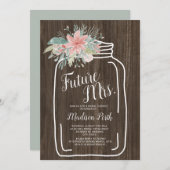 Invitation Bois rustique floral mason script pot douche nupti (Devant / Derrière)