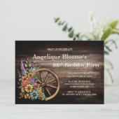 Invitation Bois rustique Floral Ouest 100e anniversaire (Debout devant)