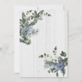 Invitation Bois rustique Floral & Pine Mariage d'hiver (Dos)