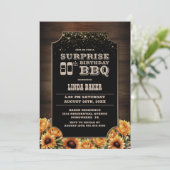 Invitation Bois rustique Floral Surprise 80e anniversaire BBQ (Debout devant)