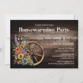 Invitation Bois rustique Floral Wagon Roue Fête de réchauffem (Devant)