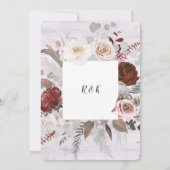 Invitation Bois rustique Flores Blush Gris Fête des mariées (Dos)