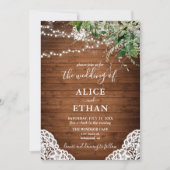Invitation Bois Rustique Forêt verte Mariage Script (Devant)
