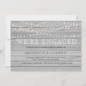 Invitation Bois rustique gris clair pastel fiançailles (Devant)