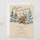 Invitation Bois rustique Hiver Onederland (Devant)