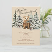 Invitation Bois rustique Hiver Onederland (Debout devant)