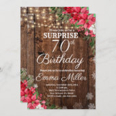 Invitation Bois Rustique hiver Surprise 70e anniversaire (Devant / Derrière)