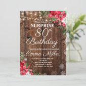 Invitation Bois Rustique hiver Surprise 80e anniversaire (Debout devant)