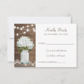 Invitation Bois rustique Hydrangea Mason Jar Dentelle Bébé ha (Devant)