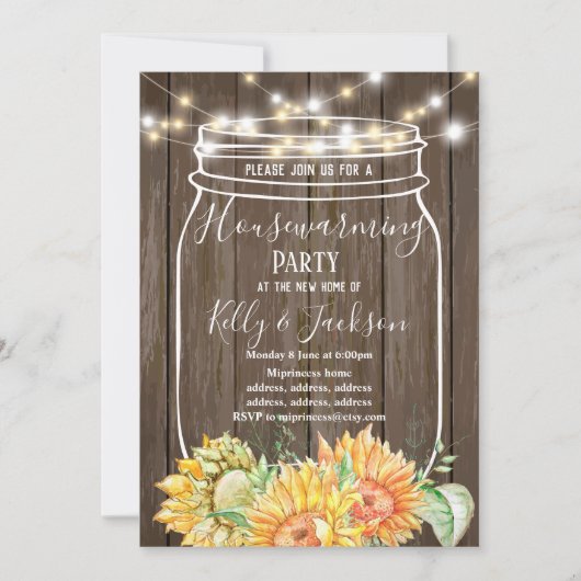 Invitation bois rustique, jarre, fête de chauffage (Devant)