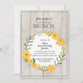 Invitation Bois rustique Jaune Baby shower Floral Brunch (Devant)