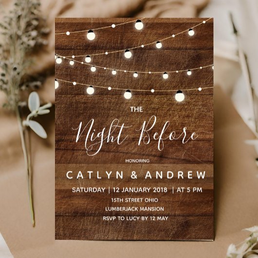 Invitation Bois rustique La Nuit Avant L'Invitation