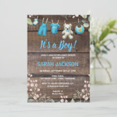 Invitation Bois rustique Lave-linge Floral C’est un Baby show (Debout devant)