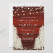 Invitation Bois rustique | Lumières de chaînes | Mariage Arbr (Devant)