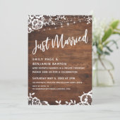 Invitation Bois Rustique, Lumières & Dentelle Typographie Jeu (Debout devant)