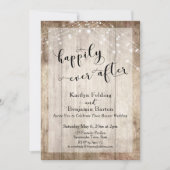 Invitation Bois Rustique & Lumières Réception de Mariage Heur (Devant)