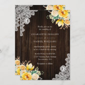 Invitation Bois rustique Mariage botanique jaune (Devant / Derrière)