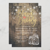 Invitation Bois rustique Mason Chaîne Jar Lumière Brunch & Bu (Devant / Derrière)