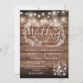 Invitation Bois rustique Mason Jar Éclairage Script Mariage (Devant)