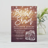 Invitation Bois rustique Mason Jar String Fête des mariées (Debout devant)