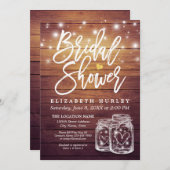 Invitation Bois rustique Mason Jar String Fête des mariées (Devant / Derrière)