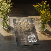 Invitation Bois rustique Mason Jar String Lumières Couple Dou