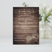 Invitation Bois Rustique Mason Jarres String Lights Mariage d (Debout devant)