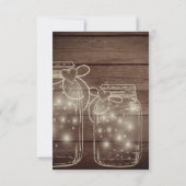 Invitation Bois Rustique Mason Jarres String Lights Mariage d (Dos)