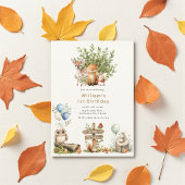 Invitation Bois rustique mignon Bébé animaux premier annivers