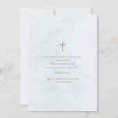 Invitation Bois Rustique Moderne Élégant Écriture Bleue Baptê (Dos)