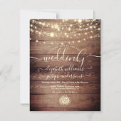 Invitation Bois rustique naturel et lumière blanche mariage à (Devant)