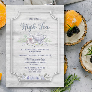 Invitation Bois rustique N'importe quel âge Thé élevé Anniver