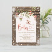 Invitation Bois rustique Noël Un joli petit Baby shower (Debout devant)