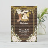 Invitation Bois Rustique Or Mexicain Charro Miss Quince  (Debout devant)
