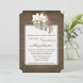 Invitation Bois rustique Orchidée blanche Floral Feuillage tr (Debout devant)